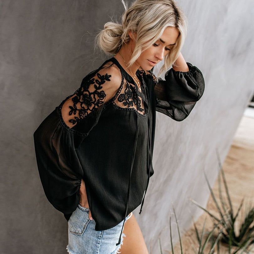 Lace Trim Bohemian Blouse – Bella Boho Boutique