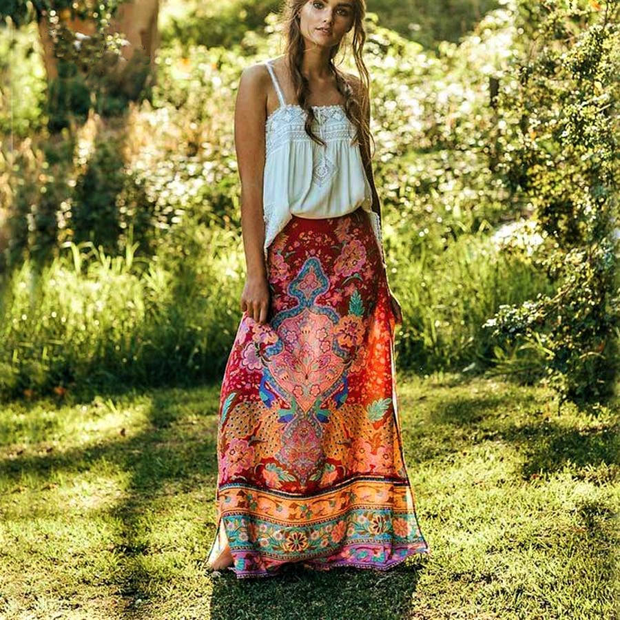 Boho print outlet maxi skirt