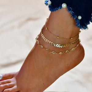 Vintage Inspired Bohemian Anklet. Chain detail and available in 3 styles.