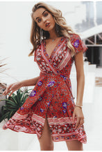 Bohemian Short Floral Wrap Dress