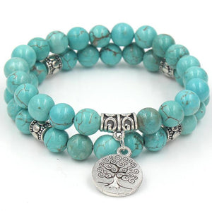 Tree of Life Natural Stone Stacking Bracelet