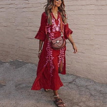 Long Summer Boho Maxi Dress. Available in Red and Green