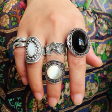 Bohemian 5pc Silver & Stone Ring Set