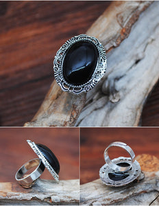 Bohemian 5pc Silver & Stone Ring Set