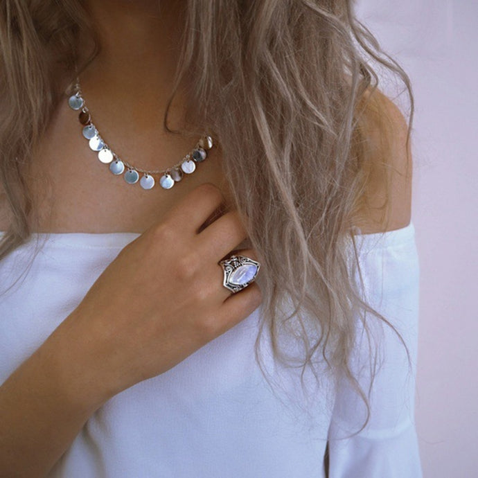 Natural Moonstone Marquise Ring