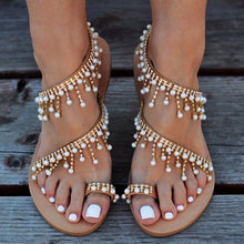 Vintage Boho Pearl-Beaded Sandals