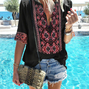 Ethnic Print Boho Blouse